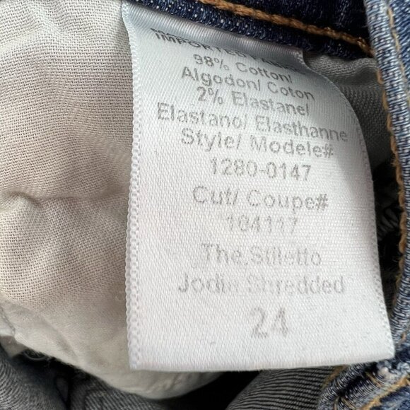 Current Elliot Stiletto Skinny Jeans Jodie Shredded Cotton Stretch Size 24 - Picture 8 of 10